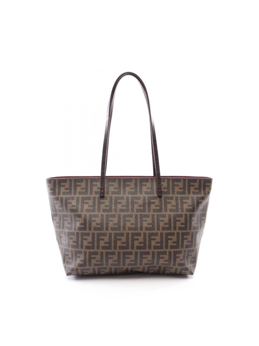 Fendi Tote Zucca Brown Black Leather